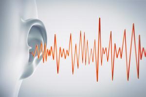 Illustration der Schallwellen, die das Ohr einer Person erreichen
