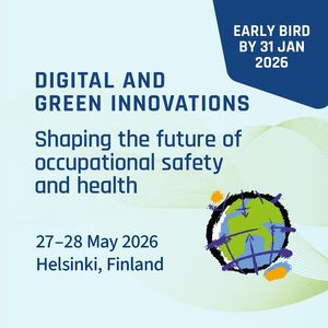 Announcement of the EUROSHNET Conference taking place in Helsinki on 27/28 May 2026 under the heading “Digital and green innovations – Shaping the future of occupational safety and health. The early-bird fee applies until 31 January 2026.